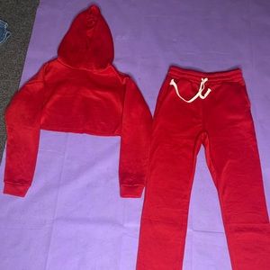 Small All red cropped sweatsuit